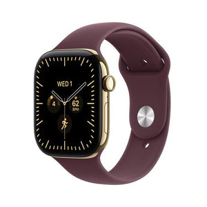 Apple Watch Series 12 Celular - 46mm - Titânio Dourado Radiante | Sport Band - Bordô - S/M