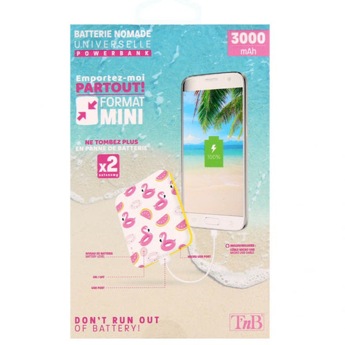 Powerbank T'nB 3000 mAh Slim Summer Flamingo - PBUS3000FL