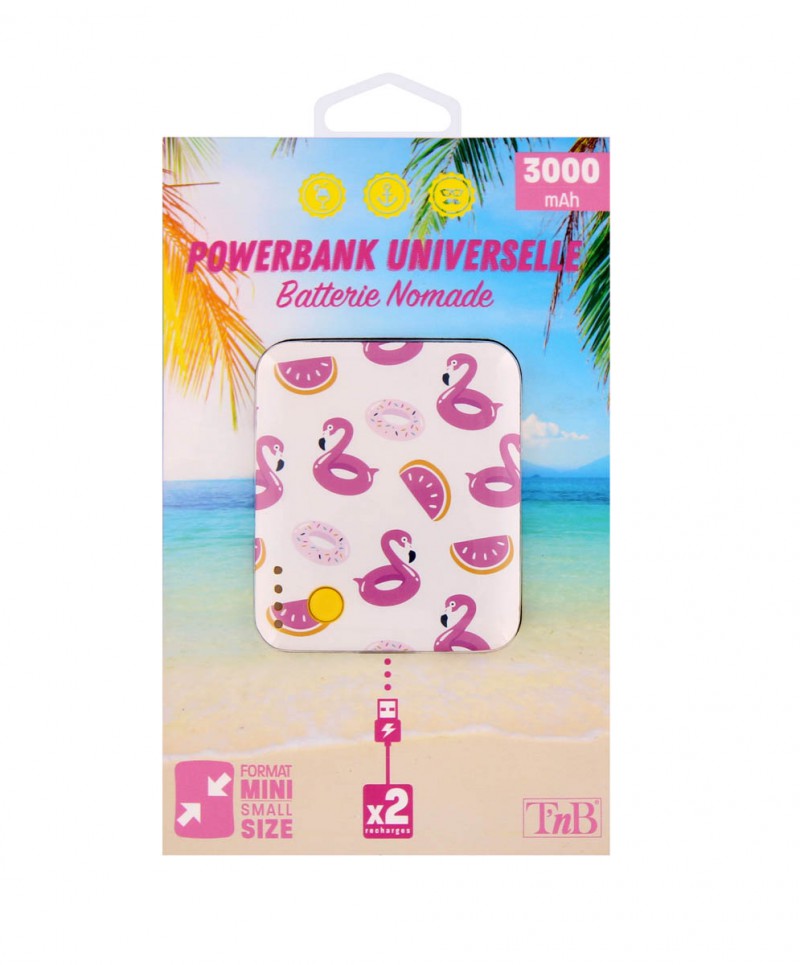 Powerbank T'nB 3000 mAh Slim Summer Flamingo - PBUS3000FL