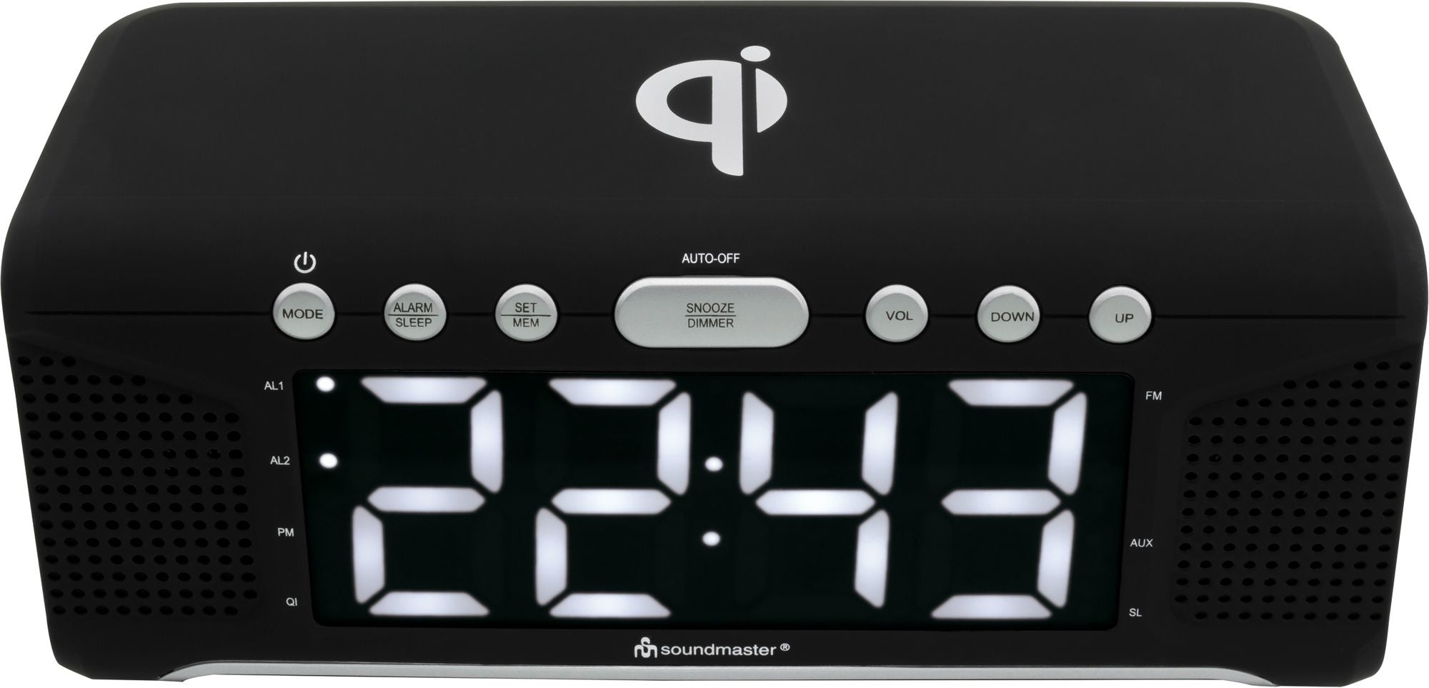 Rádio Despertador Soundmaster UR800SW FM/USB Carregador QI