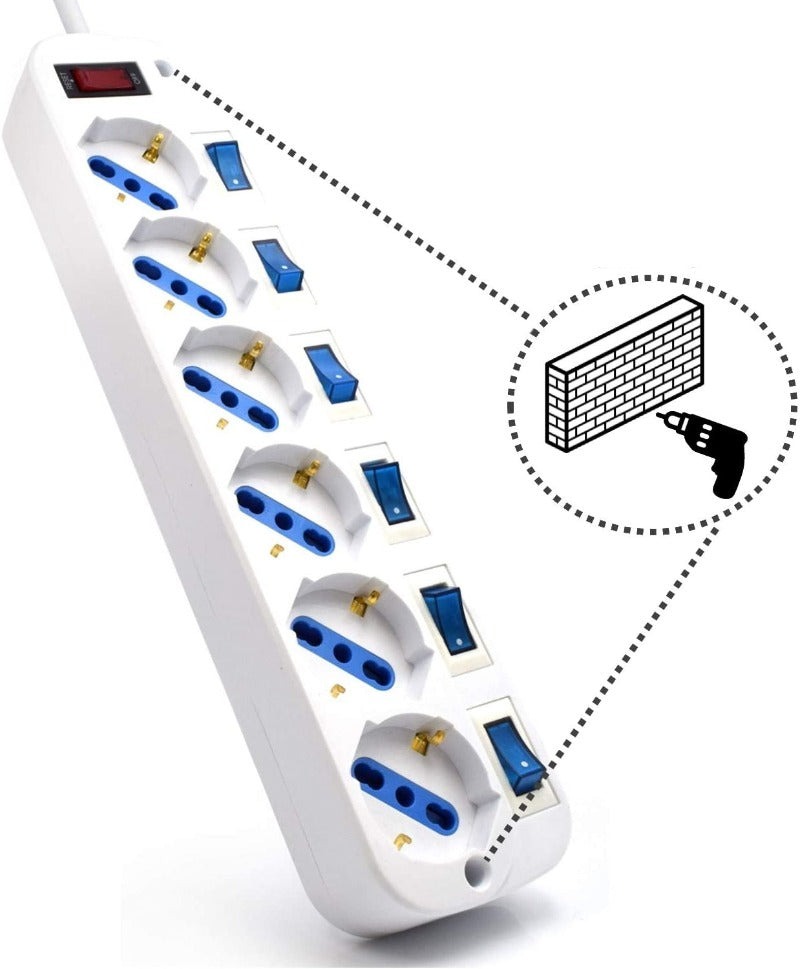 Extensão Elétrica Ewent 6 Tomadas com Interruptores Individuais Proteção de Picos 1.5m (EW3932)