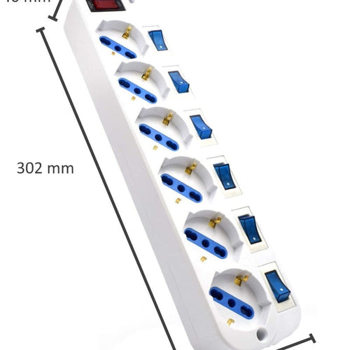 Extensão Elétrica Ewent 6 Tomadas com Interruptores Individuais Proteção de Picos 1.5m (EW3932)