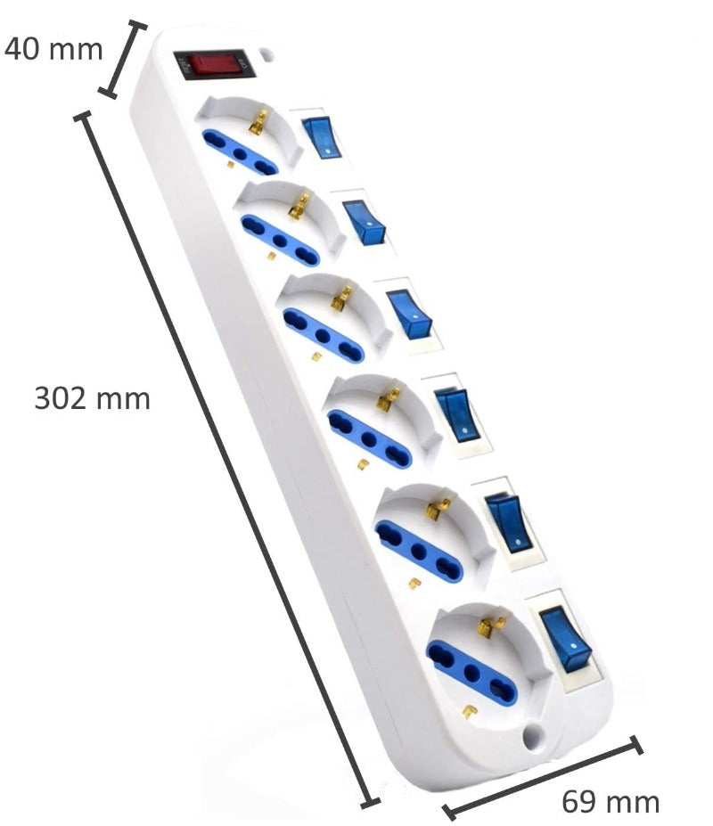 Extensão Elétrica Ewent 6 Tomadas com Interruptores Individuais Proteção de Picos 1.5m (EW3932)