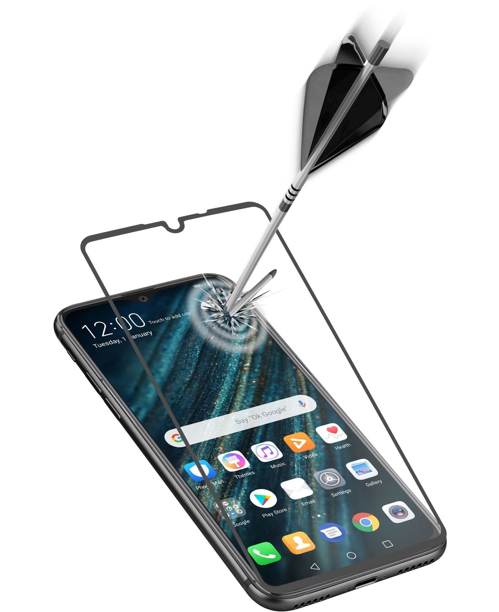 Protetor Ecrã Cellularline Vidro Temperado M.Preta Huawei P30
