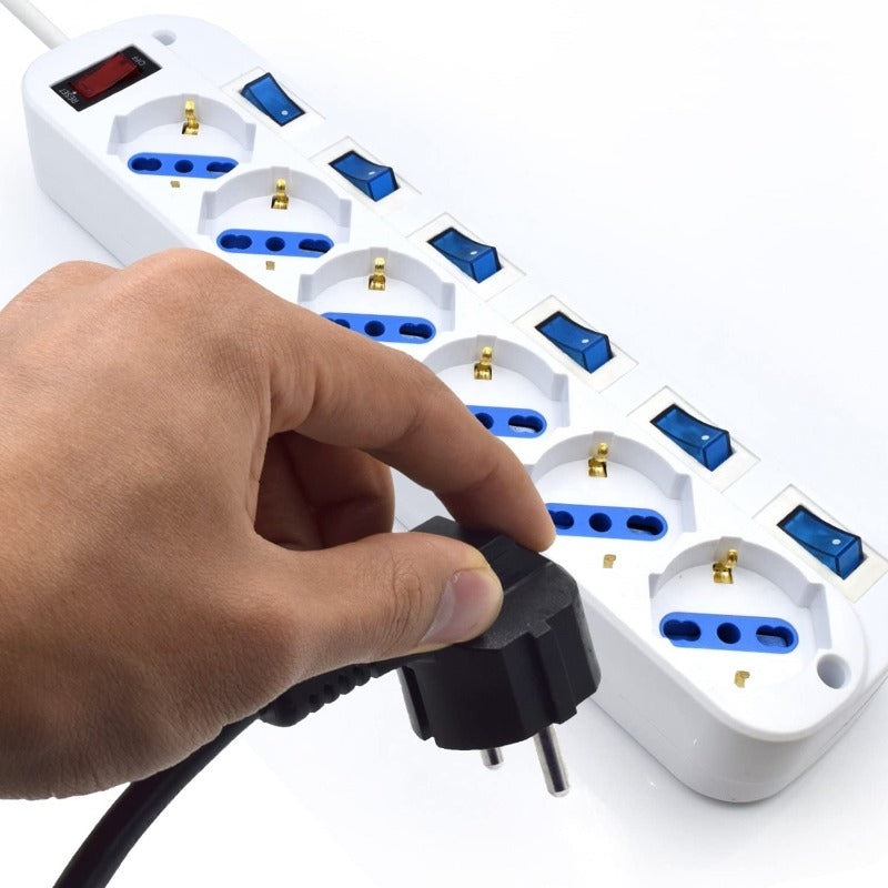 Extensão Elétrica Ewent 6 Tomadas com Interruptores Individuais Proteção de Picos 1.5m (EW3932)