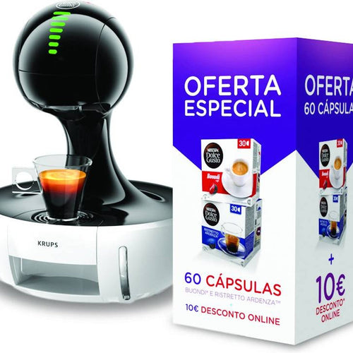 Máquina de Café Cápsulas Krups Drop KP3505P6 Branca + 60 Cápsulas