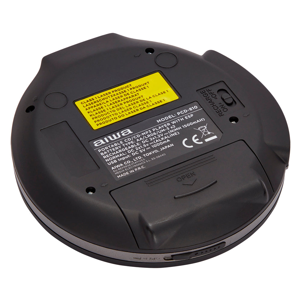 Leitor CD Portátil MP3 Aiwa PCD-810BK Preto