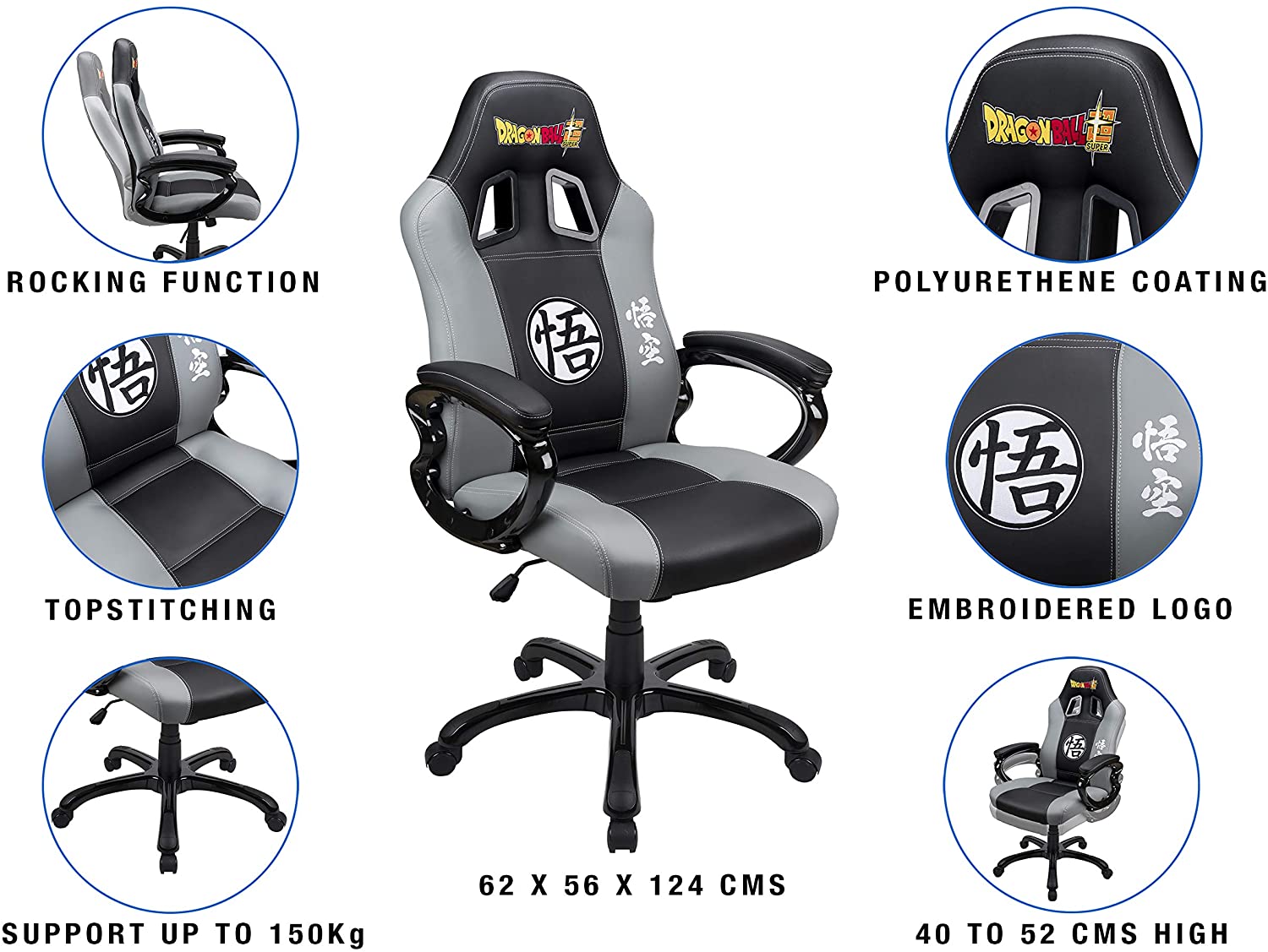 Cadeira Gaming Subsonic Cadeira Dragon Ball Cinza