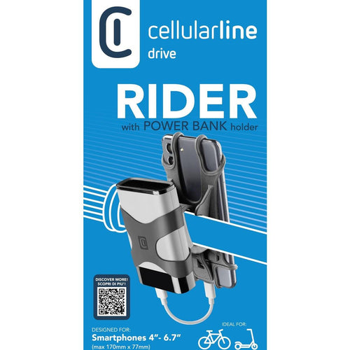 Suporte Smartphone Cellularline Universal Bicicleta Rider Power Bank