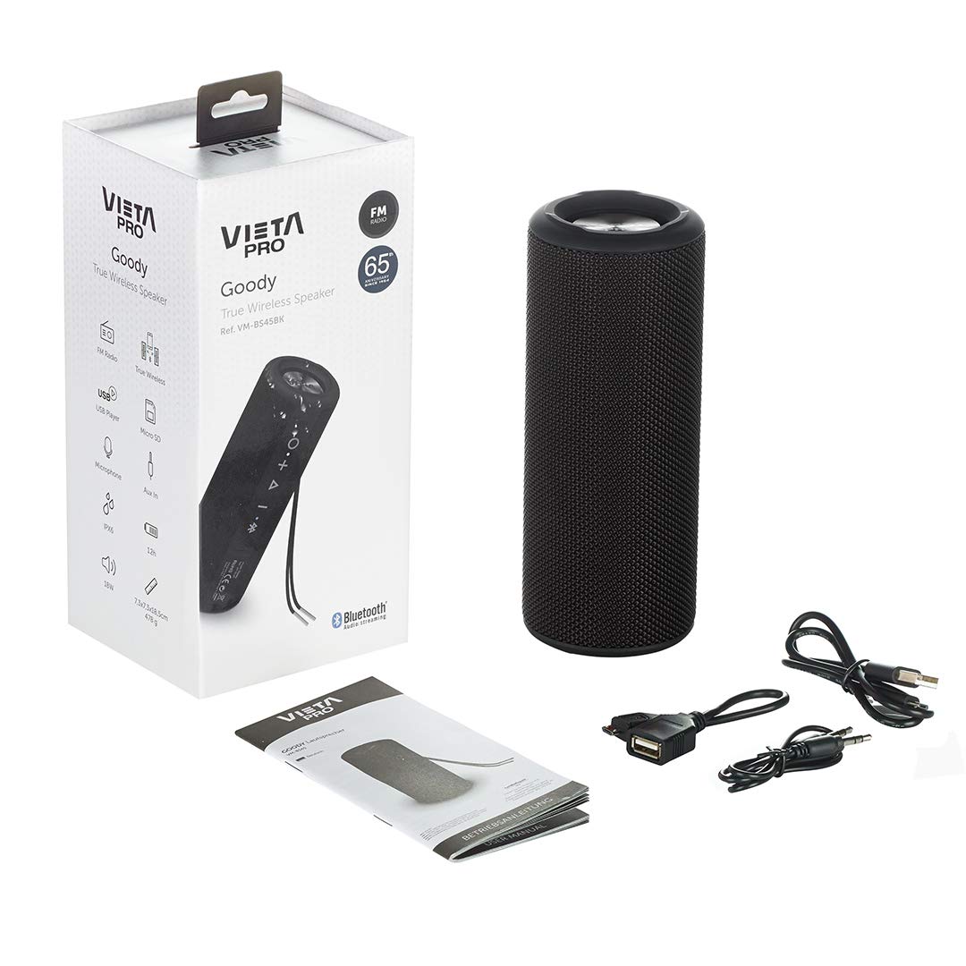 Coluna Portátil Vieta Goody FM BT USB SD Preto