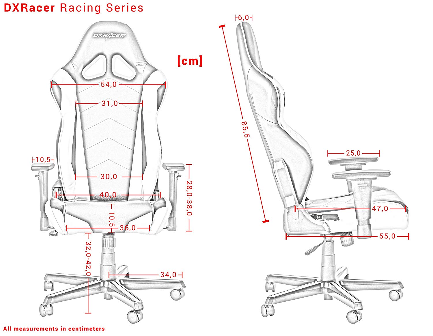 Cadeira Gaming DXRacer Racing R0-NR Preto e Vermelho