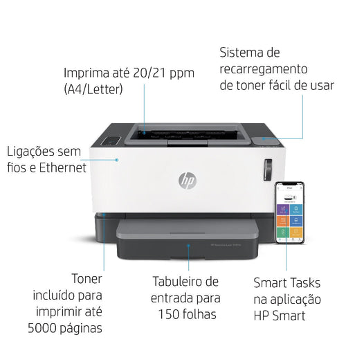 Impressora HP Neverstop Laser 1001nw Mono Ethernet Wireless