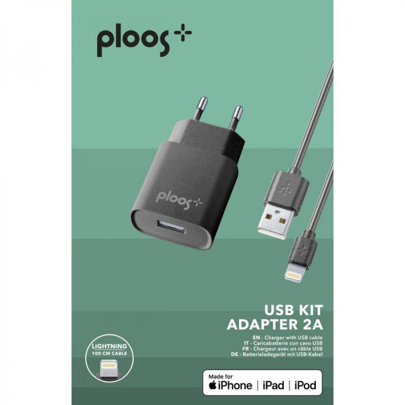 Carregador Cellularline Kit Casa Ploos Lightning 2A