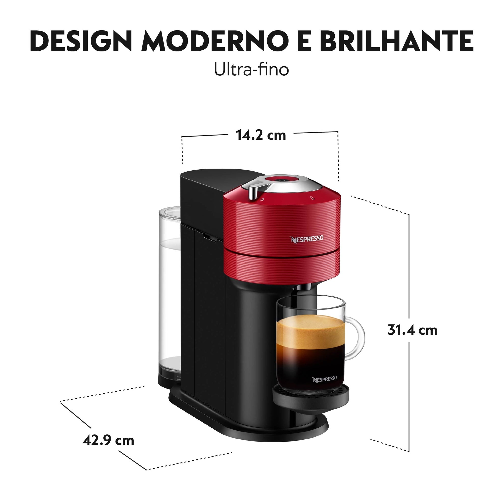Máquina de Café Cápsulas Nespresso Krups Vertuo Next XN9105P3 Vermelha
