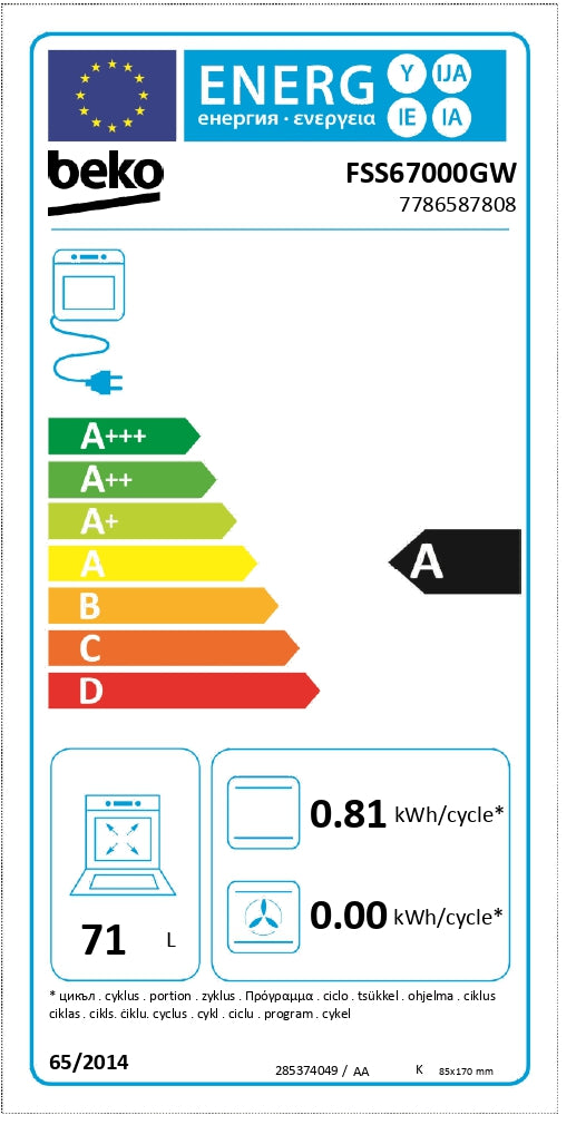 Fogão Vitrocerâmico Beko FSS67000GW 60cm
