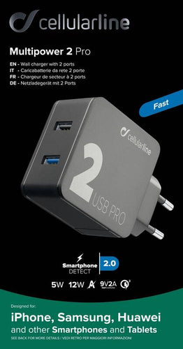 Carregador Telemóvel Cellularline 2xUSB 12W