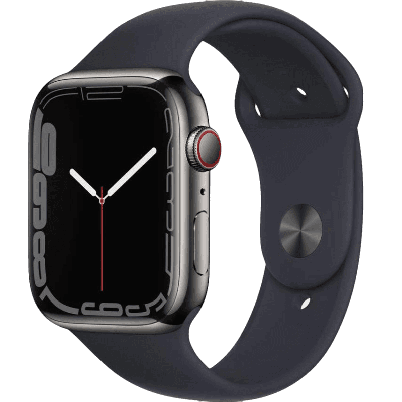 Apple Watch 45mm Series 7 + Celular Aço Inoxidável Grafite + Sport Band Grafite - Smartwatch