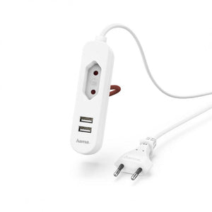 Extensão Elétrica Hama 1 Tomadas 2xUSB 1.9m (1333751)